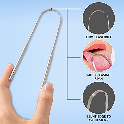 RECON UP Tongue Scraper 100% Stainless Steel, Tongue Cleaner U Shape Fresh Breath Care Scraper, Bacteria Inhibiting Non-Synthetic Grip Tongue Cleaning Tool Pack of 1 - DealYaSteal