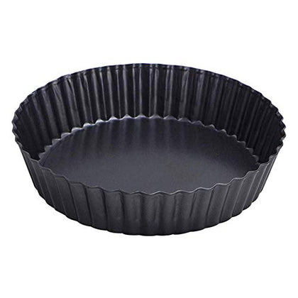 Webake Quiche Dish Tart Tin with Loose Base 9.5 Inch 24cm Pie Dish Non Stick Extra Deep Fluted Tart Mould, Black - DealYaSteal