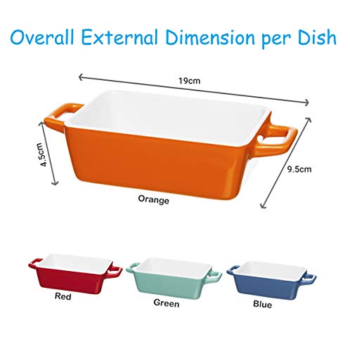 Invero® 4X Set of Mini Stoneware Rectangular Coloured Small Oven to Table Baking Dish Ideal for Lasagne, Pies, Casserole, Tapas and More - DealYaSteal