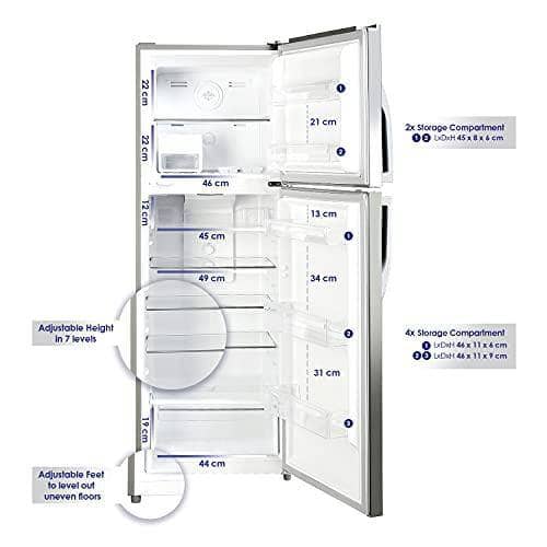 Super General 410 Liters Gross Top-Mount Refrigerator-Freezer No-Frost LED-light Lock & Key Inox SGR410l 60.5 x 67 x 170 cm - DealYaSteal