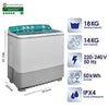Super General 18 kg Twin-tub Semi-Automatic Washing Machine Light Grey/Green efficient Top-Load Washer with Lint Filter Spin-Dry SGW1800 105.6 x 63.9 x 121.5 cm - DealYaSteal