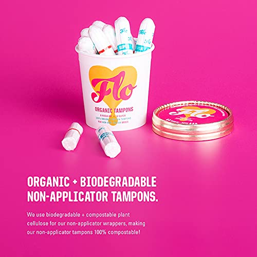 FLO Organic Non-Applicator Highly Absorbent Organic Tampons - Made from 100% Organic Cotton - Biodegradable - 8 Regular, 8 Super Combo - 16 Mix Pack - DealYaSteal