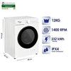 Super General 12 kg Front Loading Washing Machine SGW12500HD 1400 RPM Washer Energy-efficient Hidden LED-Display Silver 15 Programs - DealYaSteal