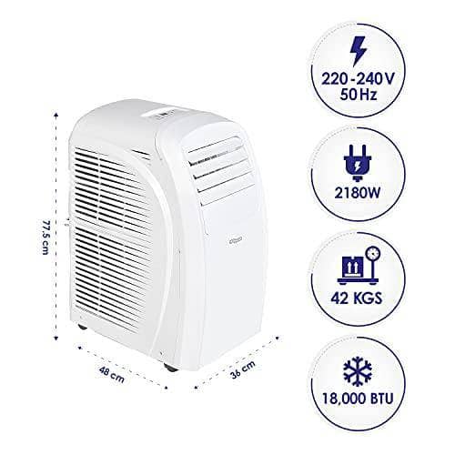 Super General 1.5 Ton Portable Air Conditioner, 18000 BTU, 24h Timer, Powerful Cooling, low noise, SGP-184-T3, White, 36 x 48 x 77.5 cm - DealYaSteal