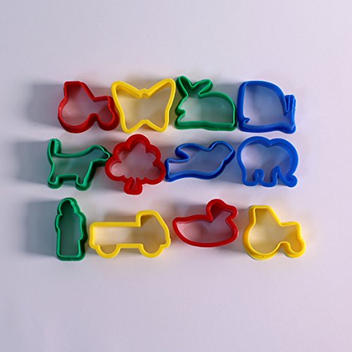 Plastic Farm Animal & Transport Dough Cutters for Kids Baking, Biscuit Making & Modelling Pack of 12 by BCreative® - DealYaSteal
