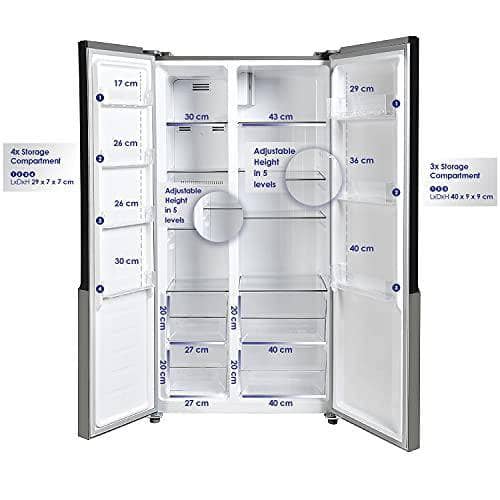 Super General 600 Liters Gross Side-By-Side Double-Door Refrigerator-Freezer Digital Control Silver SGR710SBS 90.5 x 59.5 x 117 cm - DealYaSteal