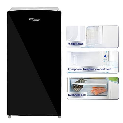 Super General 170 Liter Gross Volume Compact Design-Refrigerator SGR186 Black/Silver Beverage-Fridge with mirrored Door Freezer-Box 52 x 51.5 x 113.5 cm - DealYaSteal