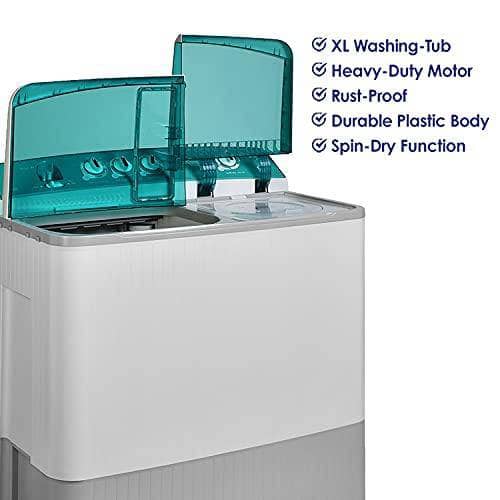 Super General 18 kg Twin-tub Semi-Automatic Washing Machine Light Grey/Green efficient Top-Load Washer with Lint Filter Spin-Dry SGW1800 105.6 x 63.9 x 121.5 cm - DealYaSteal
