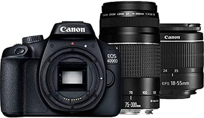 Canon 3011C010 EOS 4000D Black 18-55 DC +Canon 75-300mm lens Kit - DealYaSteal