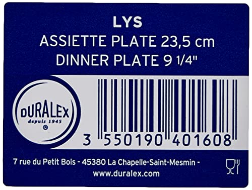 Duralex Lys Plate 23,5cm, 6 Plates - DealYaSteal