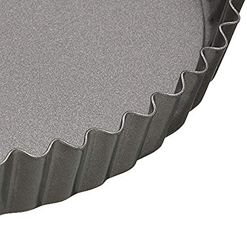 MasterClass KCMCHB40 Large Tart Tin, Fluted Quiche Pan with Loose Base and PFOA Non Stick, Robust 1 mm Thick Carbon Steel, 30 cm (12 Inch) , Grey - DealYaSteal
