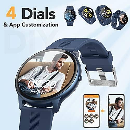 Smart Watch, AGPTEK Smartwatch for Men Women IP68 Waterproof Activity Tracker with Full Touch Color Screen Heart Rate Monitor Pedometer Sleep Monitor for Android and iOS Phones, Blue, LW11 - DealYaSteal