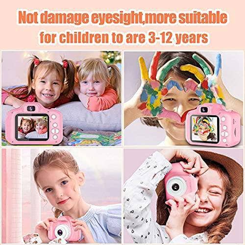 Qniceone Upgrade Kids Toy Digital Camera with [32 GB Memory Card and Card Reader ]Gifts for Child Girls Boys,Mini Rechargeable Children Shockproof Digital Camcorders Little Kid Toys Gift -pink - DealYaSteal