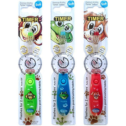 Children's Toothbrush with Flashing Timer - Pack of 3 for Boys - Club Cutie - DealYaSteal