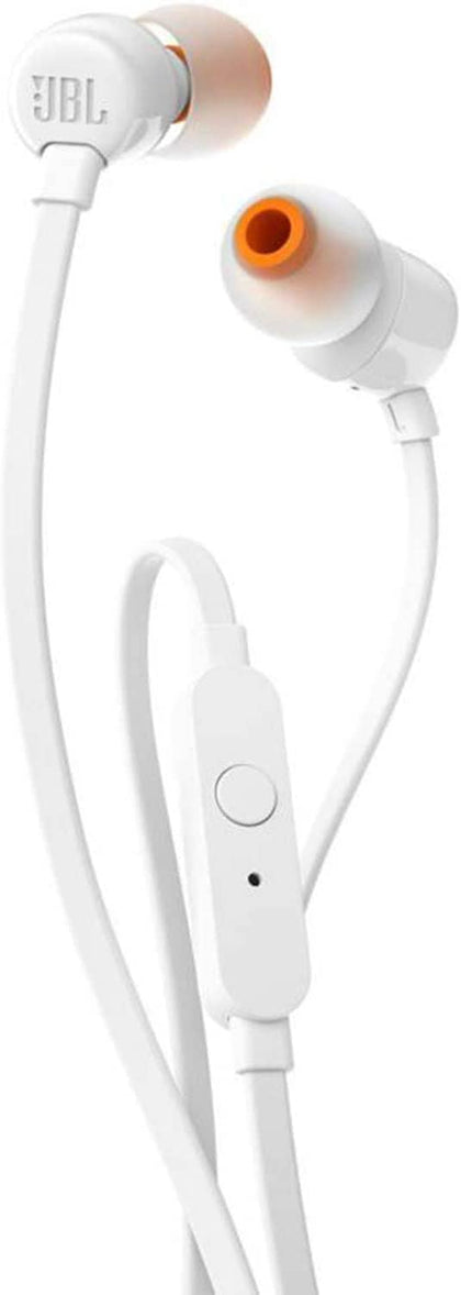 JBL T110 Wired Universal In-Ear Headphone with Microphone, White - DealYaSteal