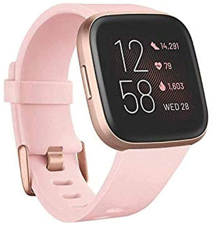 Fitbit Versa 2 (NFC), Health and Fitness Smartwatch with Heart Rate, Music, Sleep and Swim Tracking, One Size (S and L Bands Included) - Petal/Copper Rose Aluminum - DealYaSteal