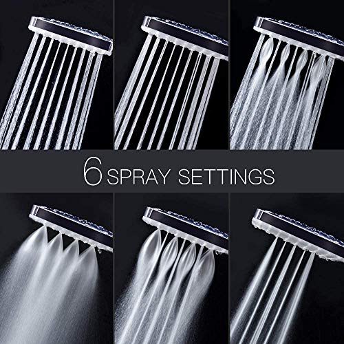Newentor Shower Head with Hose, High Pressure Shower Heads with Hose Set 1.5m, Universal Shower Head and Hose Set with 6 Settings Spray Mode, Chrome - DealYaSteal