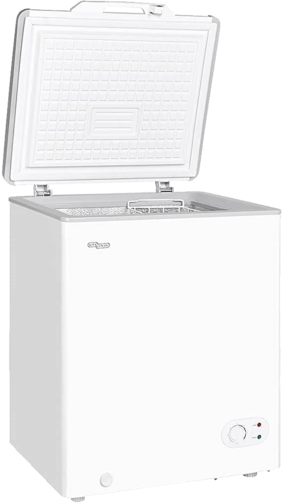 Super General Chest-Freezer 150 Liter Gross Volume, SGF-155-H, White, Compact Deep-Freezer with Storage-Basket, Lock & Key, Wheels, 63.2 x 56.5 x 83.5 cm - DealYaSteal