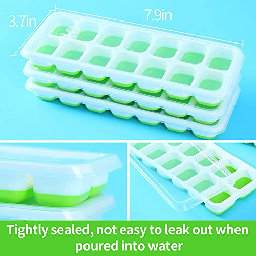 VEHHE Ice Cube Trays, 3 Pack Reusable Silicone 14-Ice Cube Tray with Spill-Resistant Removable Lid, Flexible and Odorless Ice Cube Moulds for Whiskey and Cocktails - DealYaSteal