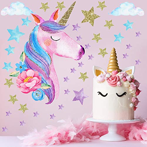 Outus 3 Sheets Unicorn Wall Decal Stickers, Large Size Unicorn Rainbow Wall Decor for Girls Kids Bedroom Nursery Christmas Birthday Party Decoration - DealYaSteal