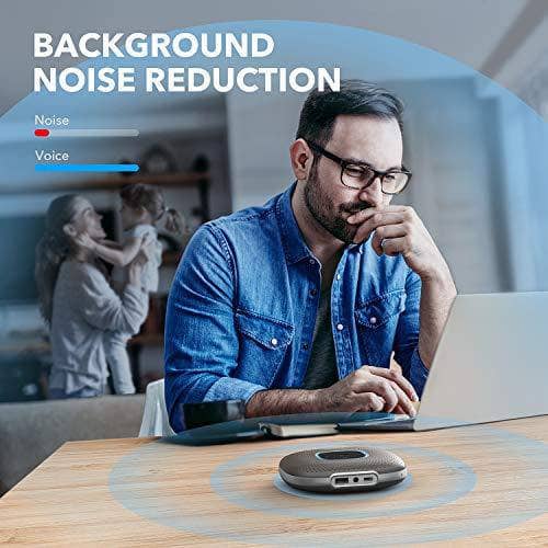 Anker PowerConf Bluetooth Speakerphone 6 Mics Enhanced Voice Pickup 24H Call Time Bluetooth 5 USB C Zoom Certified Bluetooth Conference Speaker Compatible with Leading Platforms For Home Office - DealYaSteal
