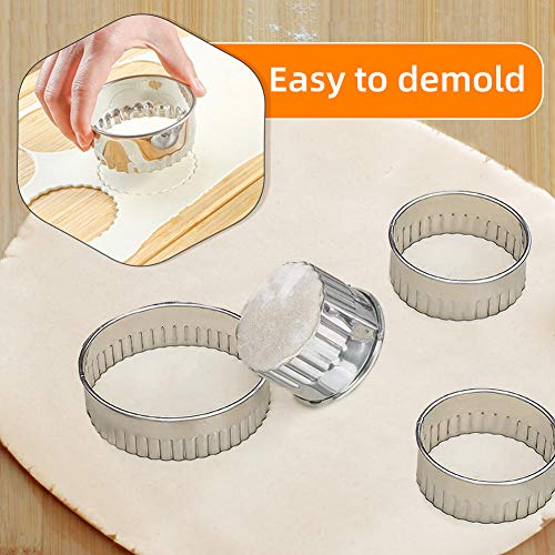 XCOZU Cookie Cutters, Set of 4 Round Biscuit Cutter Stainless Steel Pastry Cutter Moulds for Kids, Baking Cutters for Dough, Pastry, Donut, Fondant, Fruit, Vegetable, DIY Cake Decoration - DealYaSteal