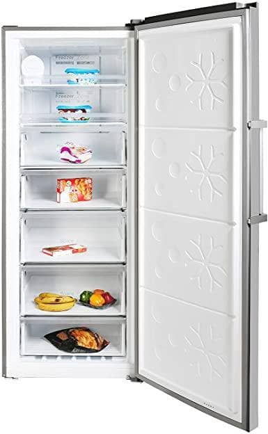 Super General Upright Freezer 450 Liter Gross Volume SGUF 441NFDCI Inox Convertible Fridge-Freezer with 2 Drawers and 5 Boxes LED Display 71 x 77 x 185.5 cm - DealYaSteal