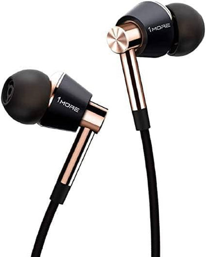 1MORE Triple Driver In-Ear Earphones Hi-Res Headphones with MEMS Microphones, Bass Driven Sound, In-Line Remote, High Fidelity for Smartphones/PC/Tablet - Gold - DealYaSteal