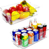 Set Of 2 Stackable Plastic Food Storage Bins Refrigerator Organizer with Handles for Pantry Fridge Freezer Kitchen Countertops Cabinets Clear Plastic BPA Free Food Storage Rack - DealYaSteal