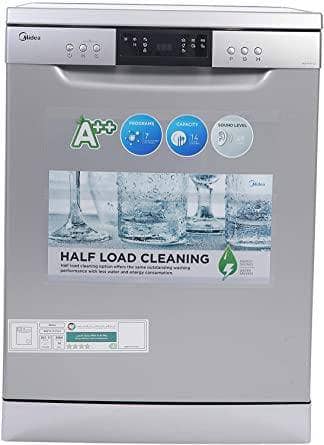 Midea 7 Programs 14 Place Settings Free Standing Dishwasher, Silver - WQP147617Q-S - DealYaSteal